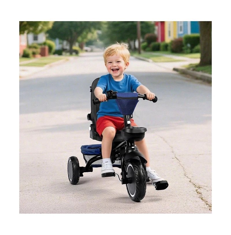 Kinder King Kids Tricycle Stroller, 8 1 Folding Toddler Trike w/Adjustable Push Handle