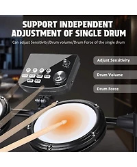 Yescom Electric Drum Set Adult Digital Silent Drum Kit 8" w/ Throne Beginner for Apartment