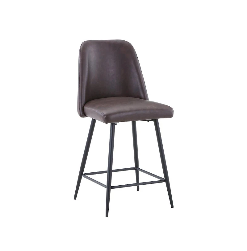 Jofran Mid-Century Modern Faux Leather Upholstered Counter Height Barstool (Set of 2