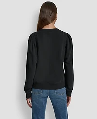 Dkny Jeans Women's Lace Detail Crewneck Sweatshirt