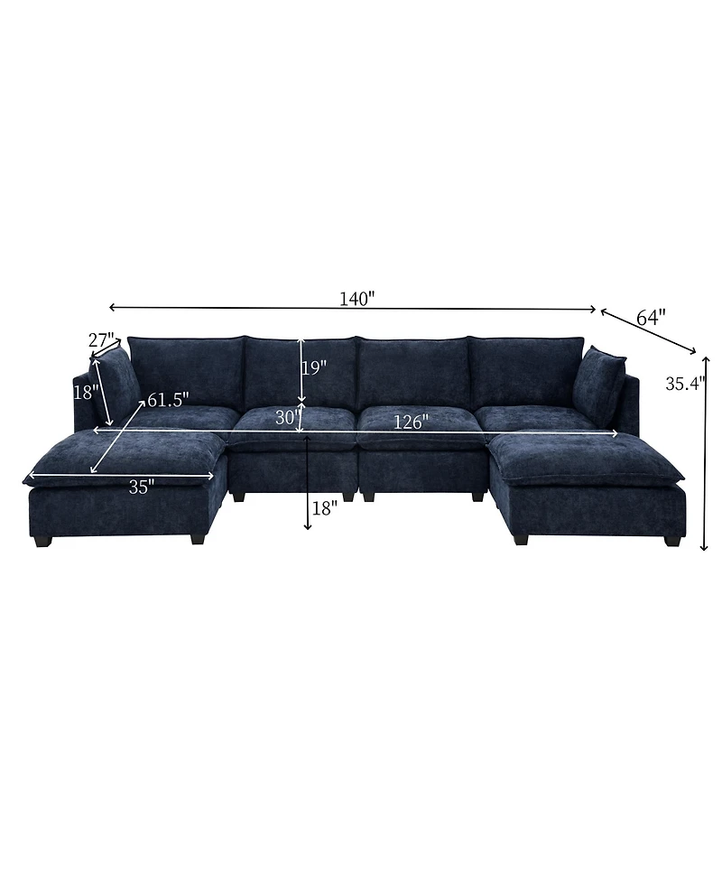 Streamdale Furniture Comfy Cloud Couch Sectional 4 Seat Sofa w/ 2 Ottomans