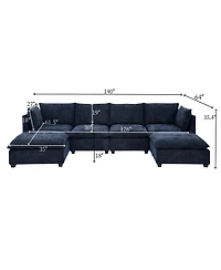 Streamdale Furniture Comfy Cloud Couch Sectional 4 Seat Sofa w/ 2 Ottomans