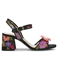 Betsey Johnson Women's Blare Floral Applique Block Heel Sandals