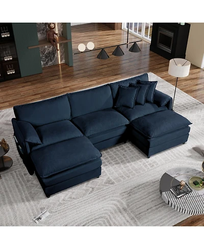Streamdale Furniture U Shaped Sectional Sofa with Ottomans