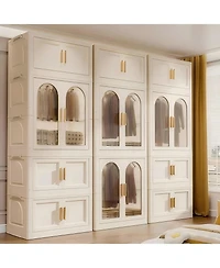 Streamdale Furniture 25.59" Wide Folding Wardrobe with Magnetic Doors and Wheels
