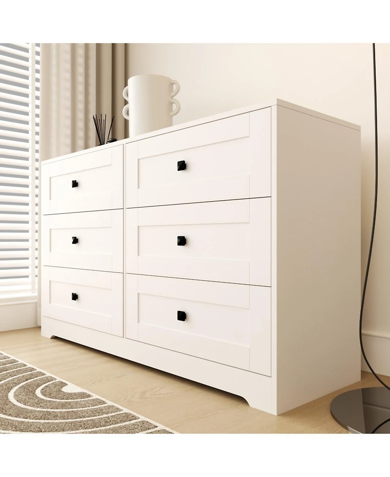 Streamdale Furniture Streamdale Chest Of Drawer with 6 drawers white color farm door