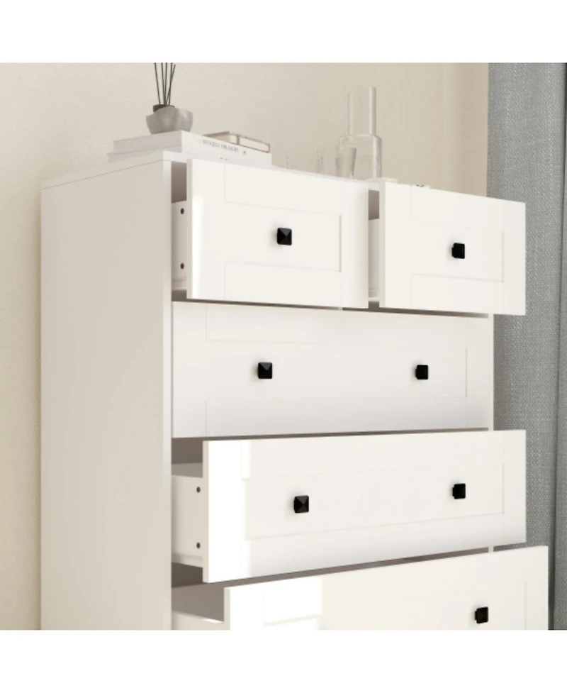 Streamdale Furniture Chest Of Drawer with 5 drawers white color farm door
