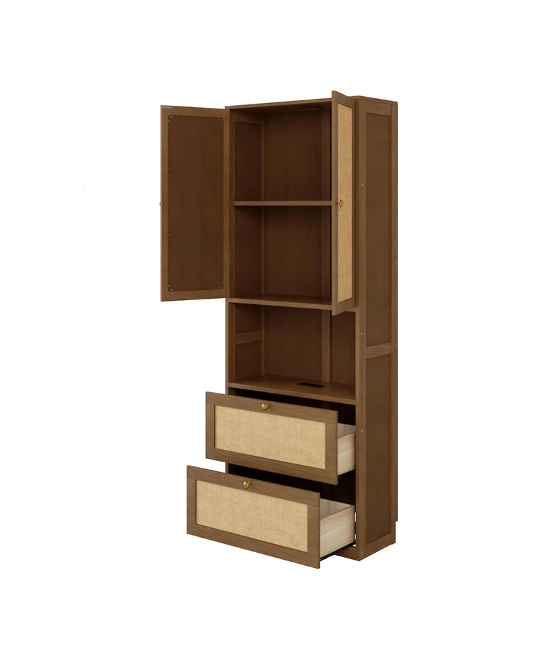 Streamdale Furniture Bookshelf with Usb 3 Drawers & 2 Doors
