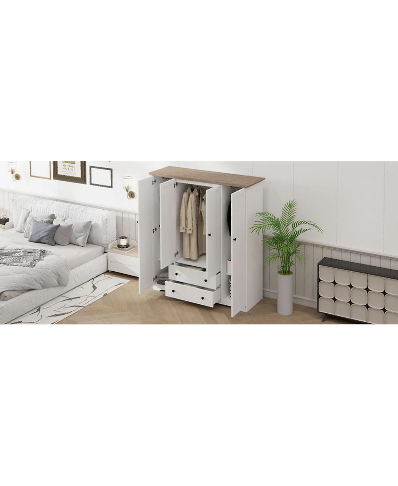 Streamdale Furniture 4 Door Wardrobe Armoire Closet with 2 Drawers