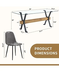 Streamdale Furniture Linen Chairs & Wood Grain Table