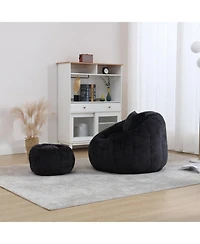 Streamdale Furniture Modern Xl Round Bean Bag Chair w/ Footrest & Pillow