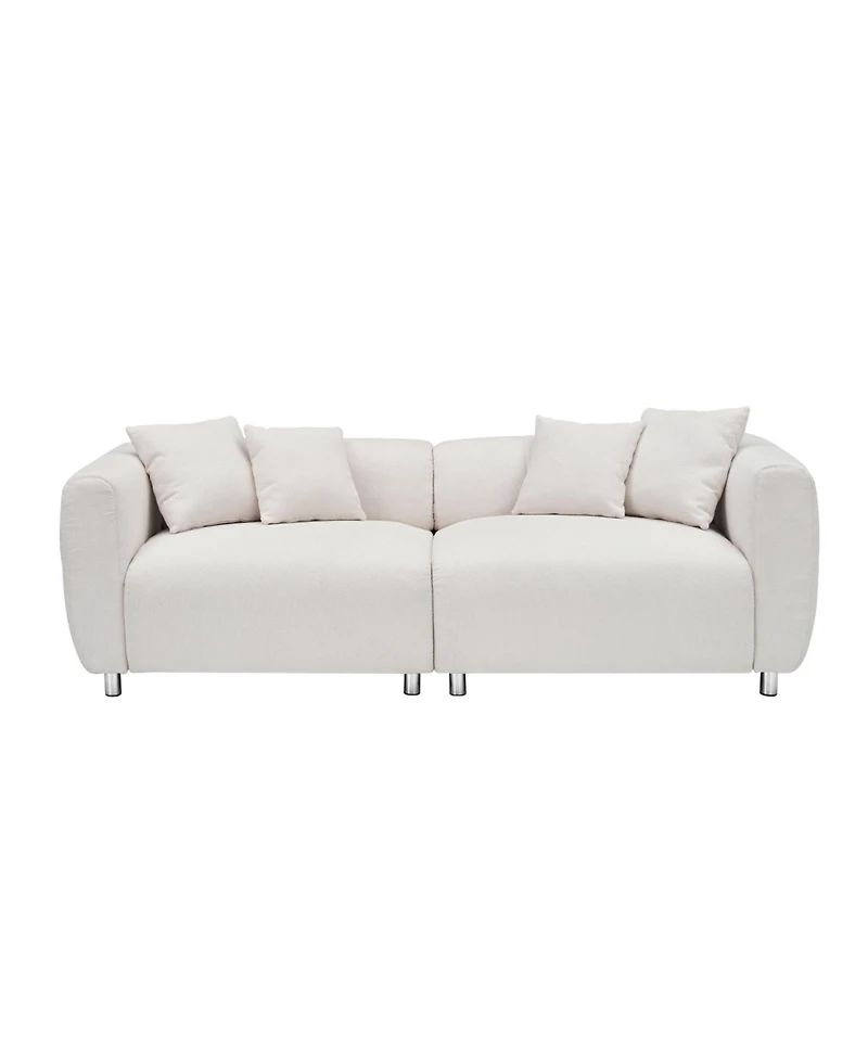 Streamdale Furniture 89" White Sofa with Metal Legs & Pillows
