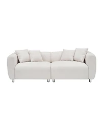 Streamdale Furniture 89" White Sofa with Metal Legs & Pillows