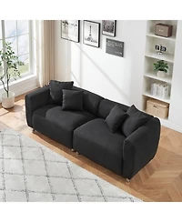 Streamdale Furniture 89" Black Sofa Metal Legs 3 Seater Solid Wood Frame & Pillows