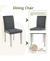 Streamdale Furniture 5-Piece Silver Grey Dining Set with Upholstered Chairs