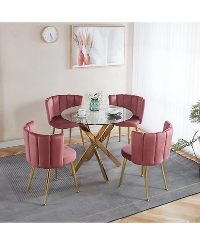 Streamdale Furniture Mid-Century Glass Top Dining Set