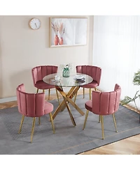Streamdale Furniture Mid-Century Glass Top Dining Set