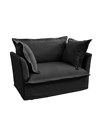Streamdale Furniture Black Chenille Slipcovered Armchair with Large Pillows