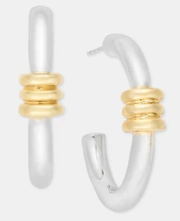 On 34th Two-Tone Medium Hoop Earrings, 1.3", Macy's Exclusive