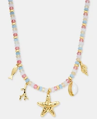 On 34th Sea Charm Beaded Statement Necklace, 16" + 3" extender, Macy's Exclusive