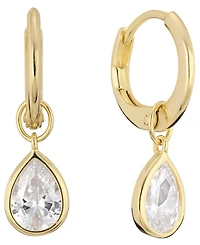 Macy's Cubic Zirconia Pear Drop Huggie Hoop Earrings