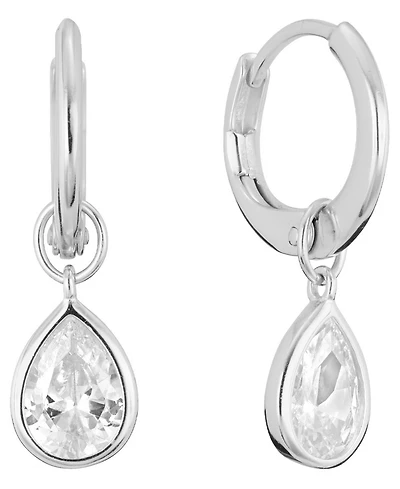 Macy's Cubic Zirconia Pear Drop Huggie Hoop Earrings