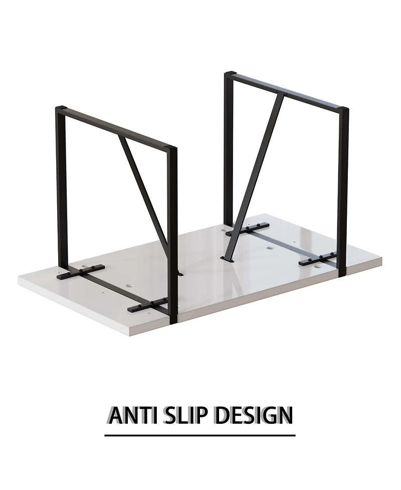 Streamdale Furniture 55" Modern Dining Table Set, Black Metal Legs, White Top, Pu Chairs