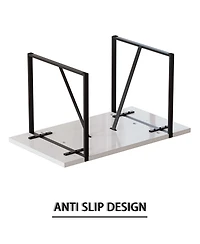 Streamdale Furniture 55" Modern Dining Table Set, Black Metal Legs, White Top, Pu Chairs