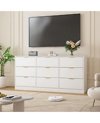 Streamdale Furniture White 9 Drawer Dresser, 63" Large Chest of Drawers