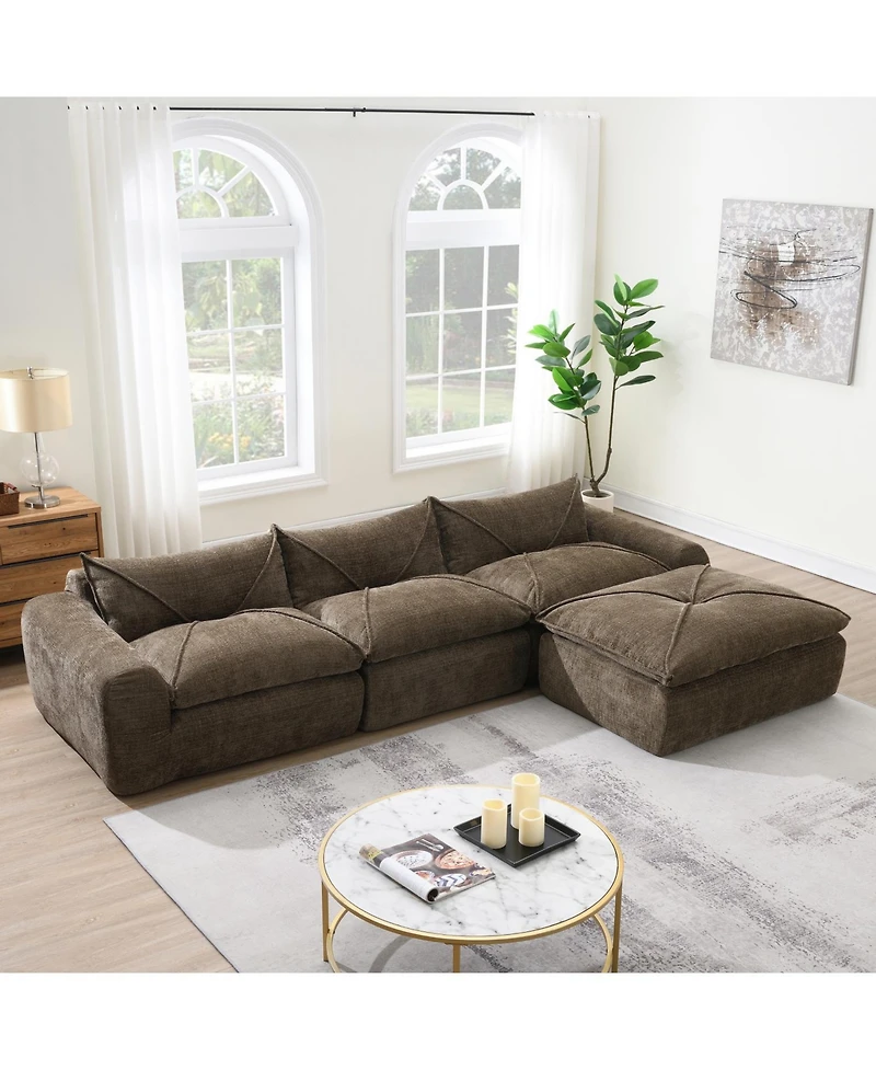 Streamdale Furniture 116" Fully Compressed Sofa, High Density Foam, No Assembly, Chenille