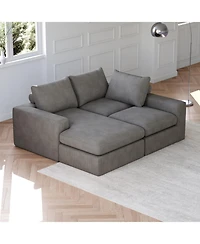 Streamdale Furniture 99" Corduroy Sectional Sofa with Chaise & 3 Pillows