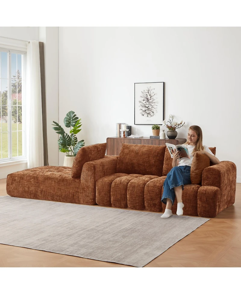 Streamdale Furniture Chenille L-Shape Sectional Sofa Sleeper Couch