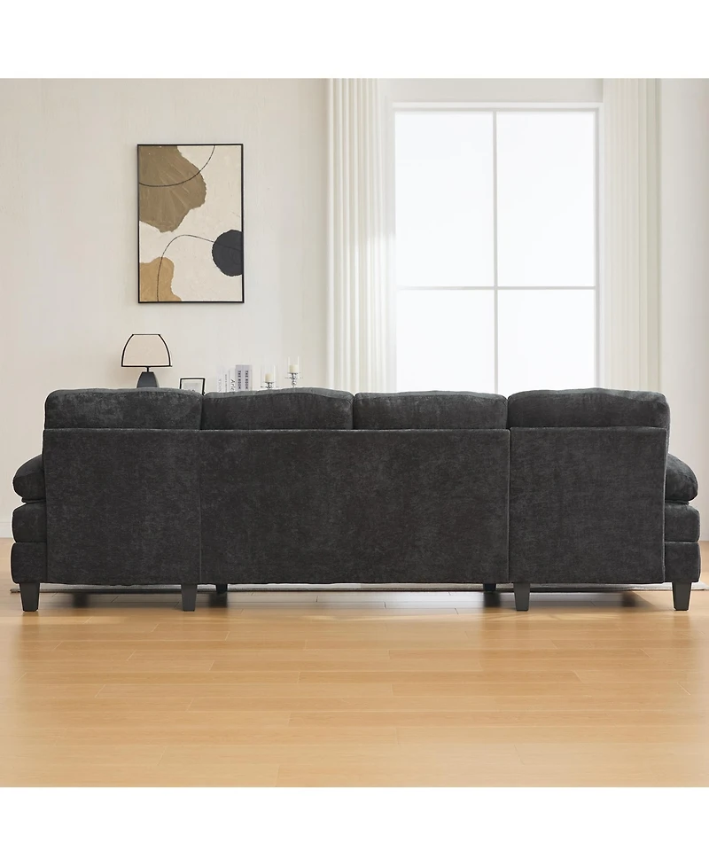 Streamdale Furniture U-Shaped Chenille Sectional Sofa with Dual Chaise & Storage