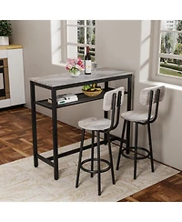 Streamdale Furniture Streamdale Bar Table & 2 Stools Set, Space Saving Pub Dining