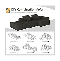 Streamdale Furniture Modern Oversized Chenille Sectional Sofa with Ottoman & Pillows