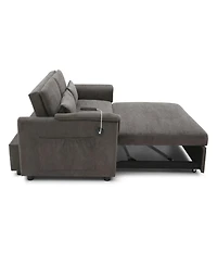 Streamdale Furniture 55" Velvet Pull Out Sofa Bed w/ Usb, Pockets, Pillows