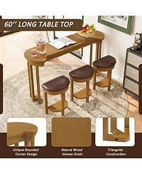Streamdale Bar Table Set with 3 Stools - Counter Height, Natural