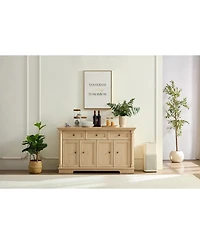 Streamdale Furniture Farmhouse Kitchen Storage Cabinet, Roman Column Coffee Bar/Wine Cooler