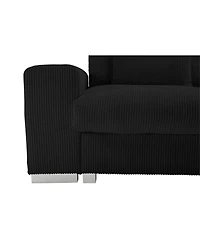 Streamdale Nordic L-shaped Flannel Sofa, Wooden Frame, Minimalist Living Room