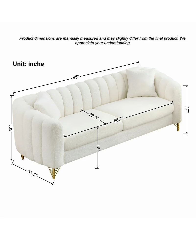 Streamdale Furniture 85" Chenille Sofa, 3 Seater Deep Couch, Tufted