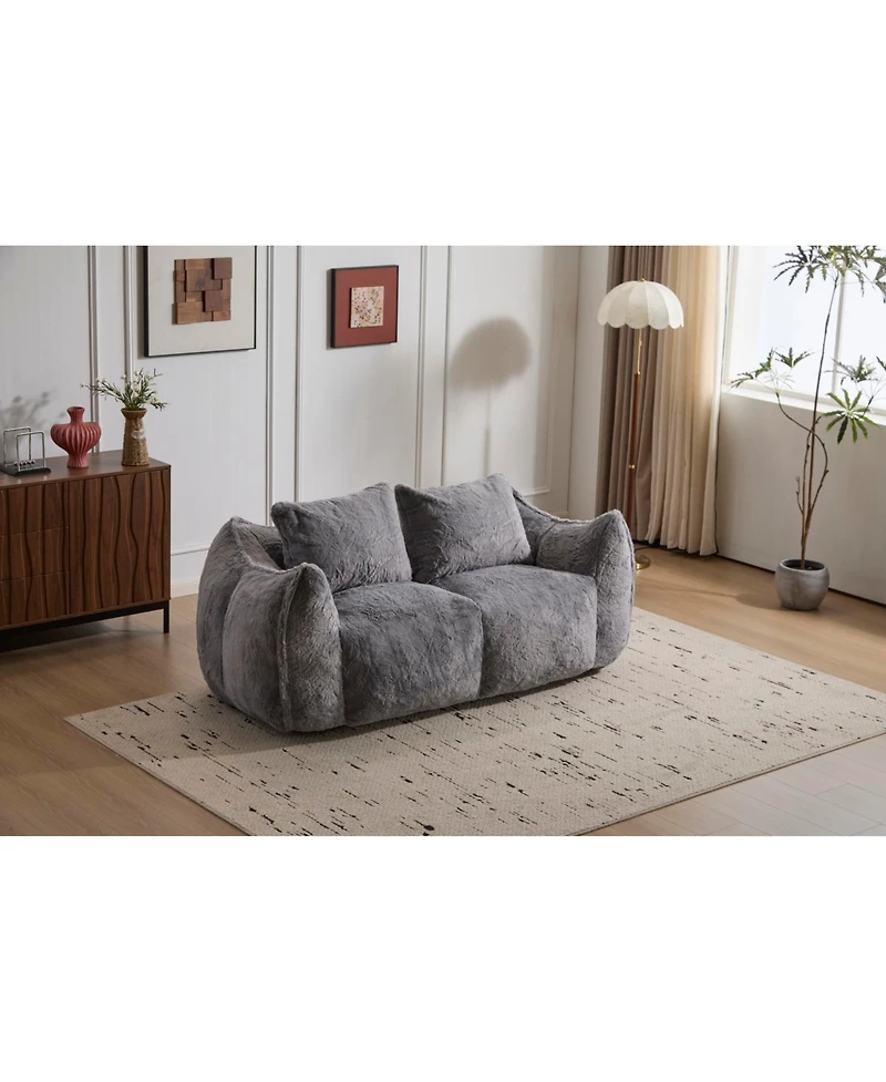 Streamdale Furniture Giant Bean Bag Couch, Ultra Soft Fluffy Loveseat Sofa, Grey