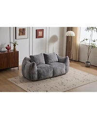 Streamdale Furniture Giant Bean Bag Couch, Ultra Soft Fluffy Loveseat Sofa, Grey