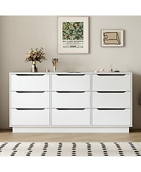 Streamdale White 9-Drawer Dresser - Modern Long Chest for Bedroom/Living Room