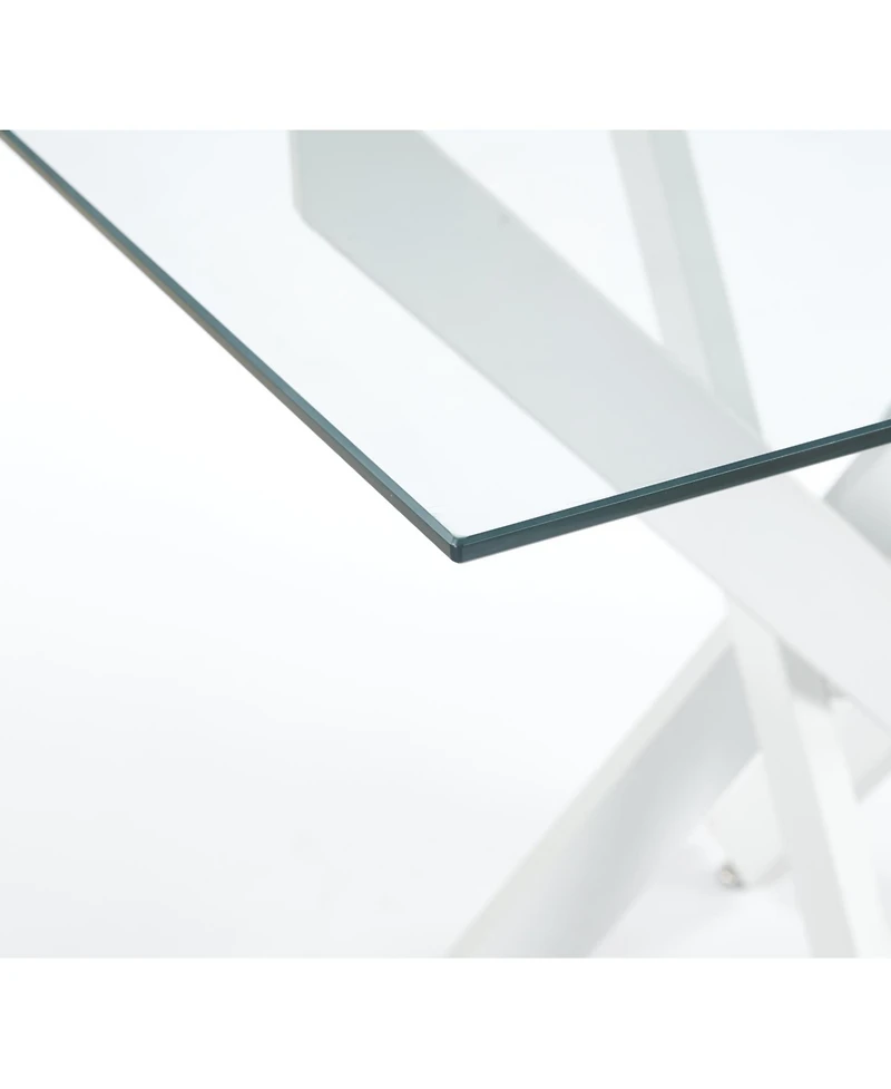 Streamdale Furniture Modern Glass Dining Table White Legs 90x90cm