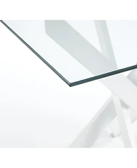 Streamdale Furniture Modern Glass Dining Table White Legs 90x90cm