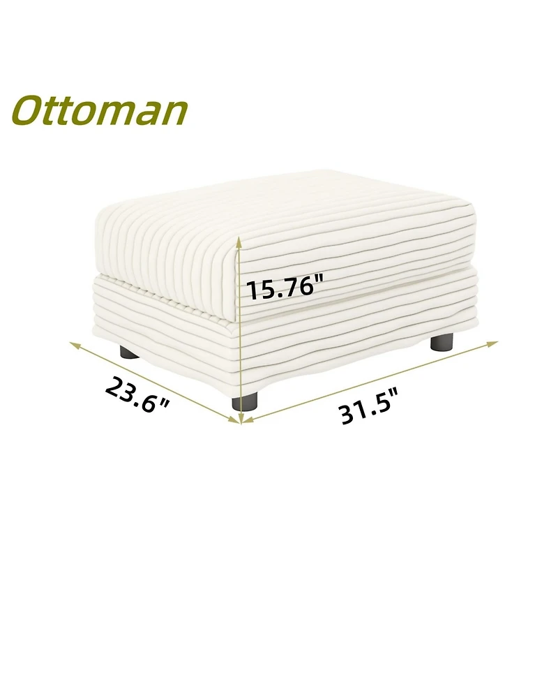 Streamdale Corduroy Ottoman - Living Room, Apartment, Office - Beige