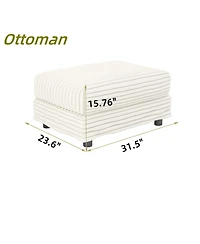 Streamdale Corduroy Ottoman - Living Room, Apartment, Office - Beige