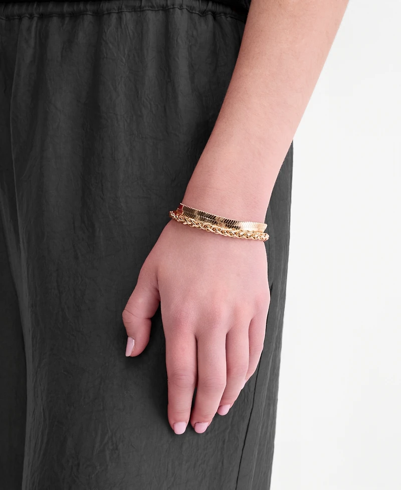 On 34th 2-Pc. Set Mixed Chain Flex Bracelet, Macy's Exclusive