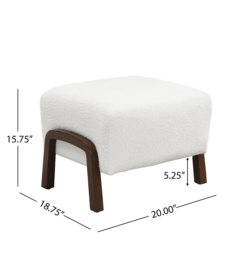 Streamdale Furniture Upholstered Ottoman, Wooden Legs, Boucle