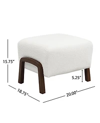Streamdale Furniture Upholstered Ottoman, Wooden Legs, Boucle